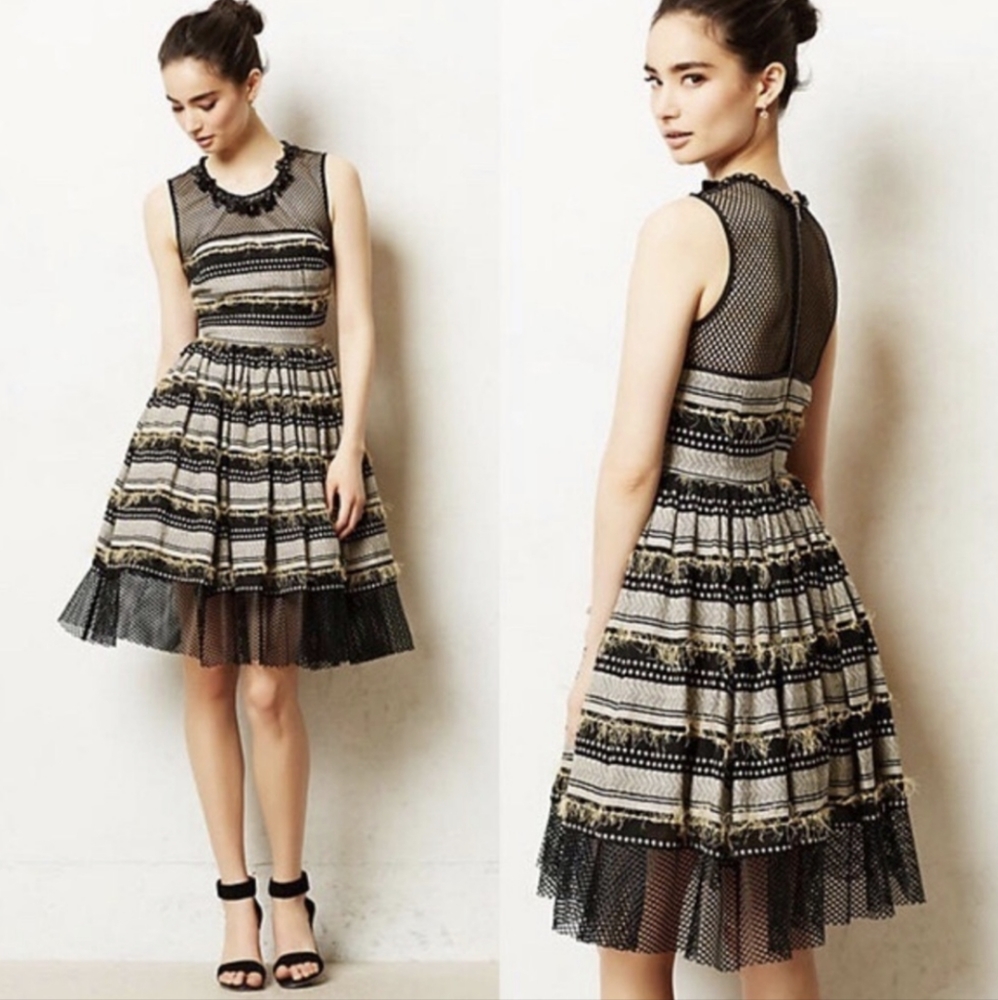 Tracy Reese Coco Black Lace Fringe Cocktail Dress XS